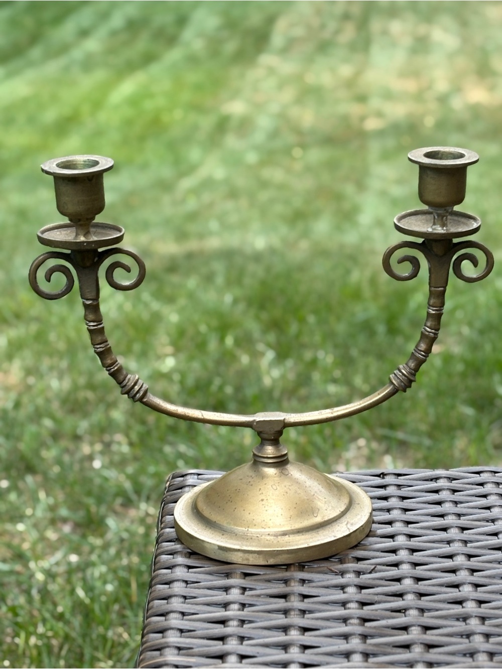 Vintage Solid Brass Double Candlestick Holder | Traditional Cottage Decor